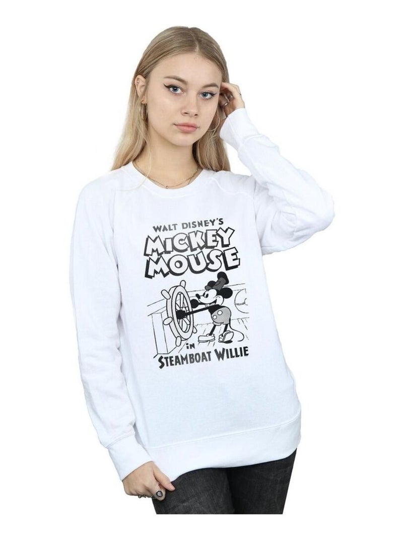 Sweat motif mickey mouse et steamboat willie - disney Blanc - Kiabi