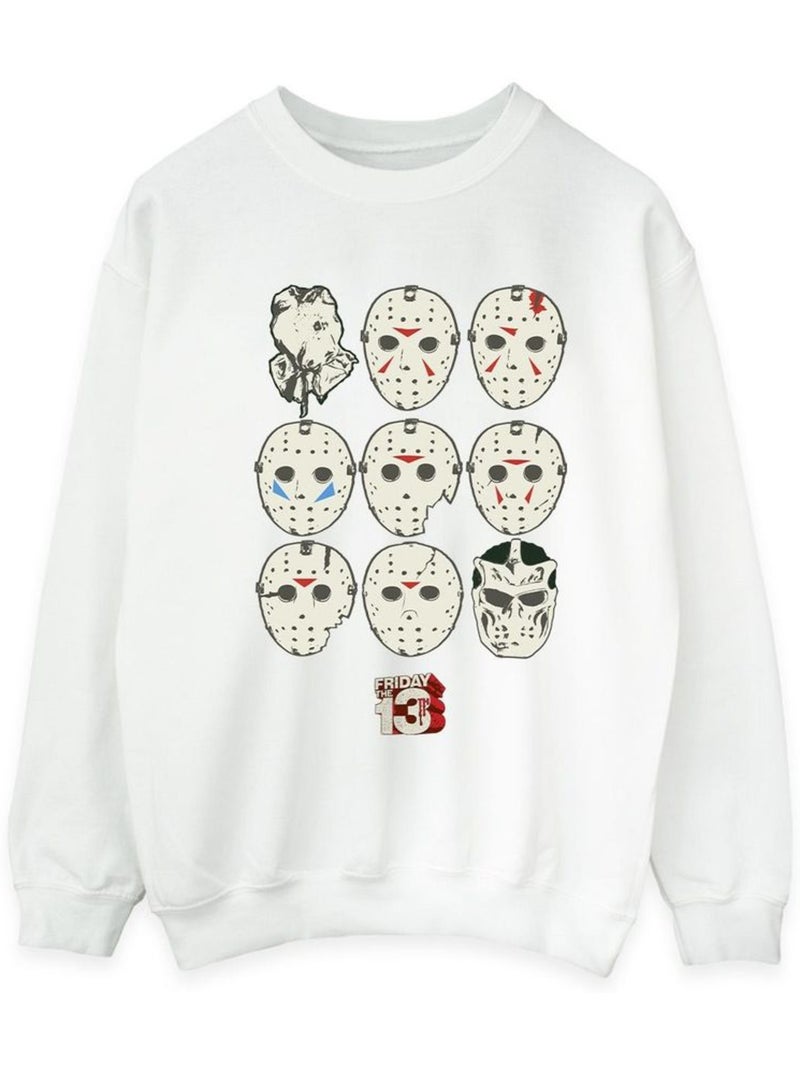 Sweat motif/style masques - vendredi 13 Blanc - Kiabi