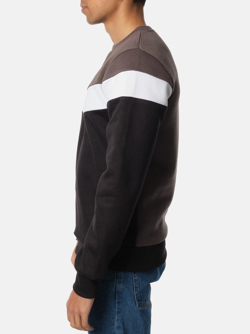 Sweat multi-color col rond Gris Blanc Noir - Kiabi