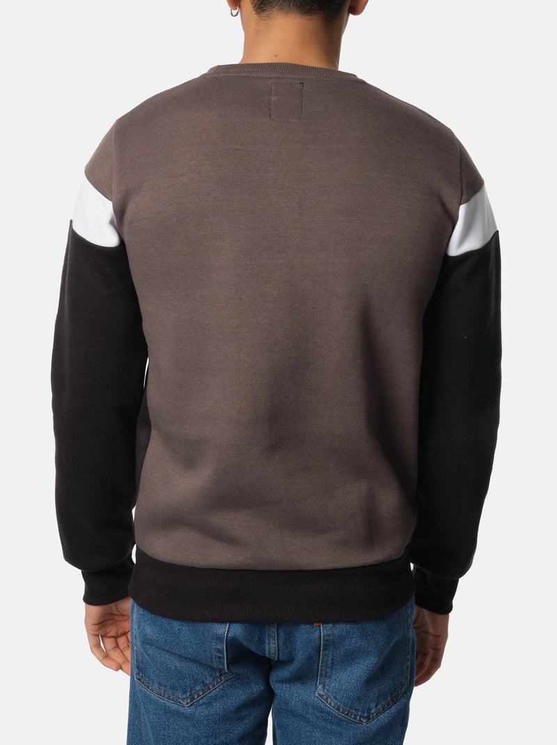 Sweat multi-color col rond Gris Blanc Noir - Kiabi