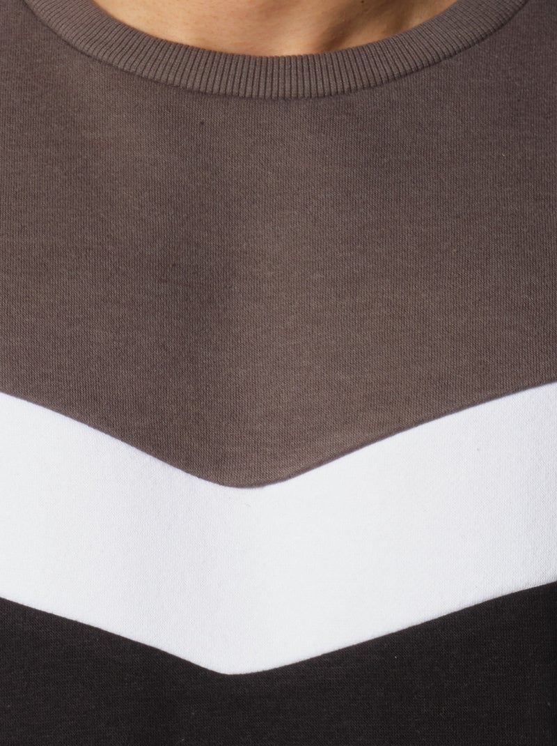 Sweat multi-color col rond Gris Blanc Noir - Kiabi