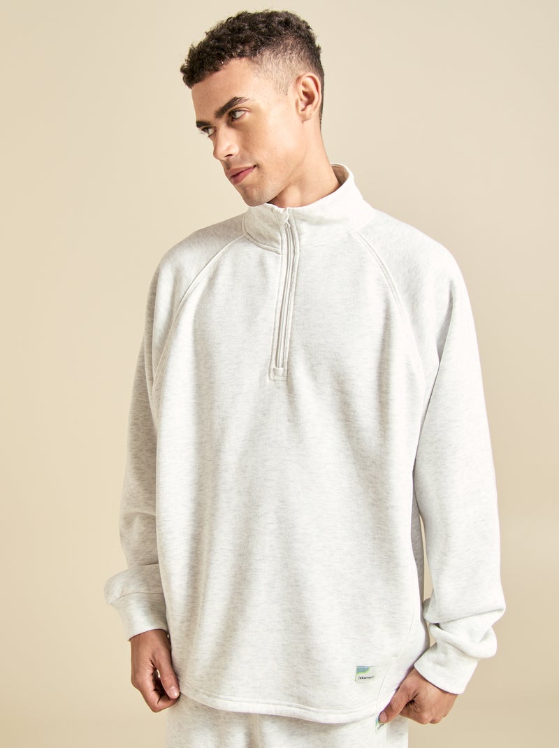 Sweat multi-sport avec col camionneur zippé - (ekstract) Gris - Kiabi