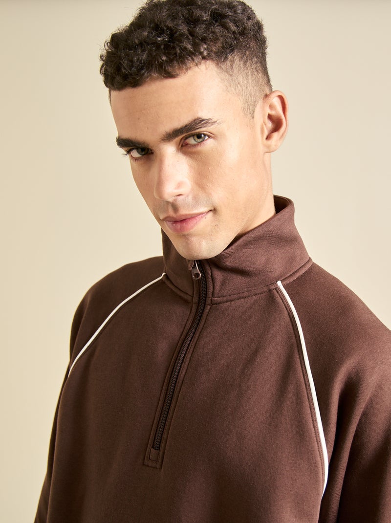 Sweat multi-sport avec col camionneur zippé - (ekstract) Marron - Kiabi