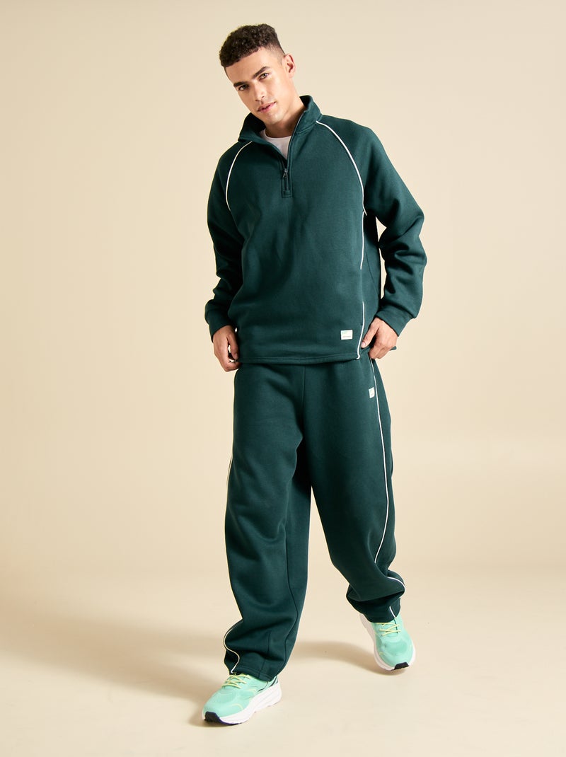Sweat multi-sport avec col camionneur zippé - (ekstract) Vert - Kiabi