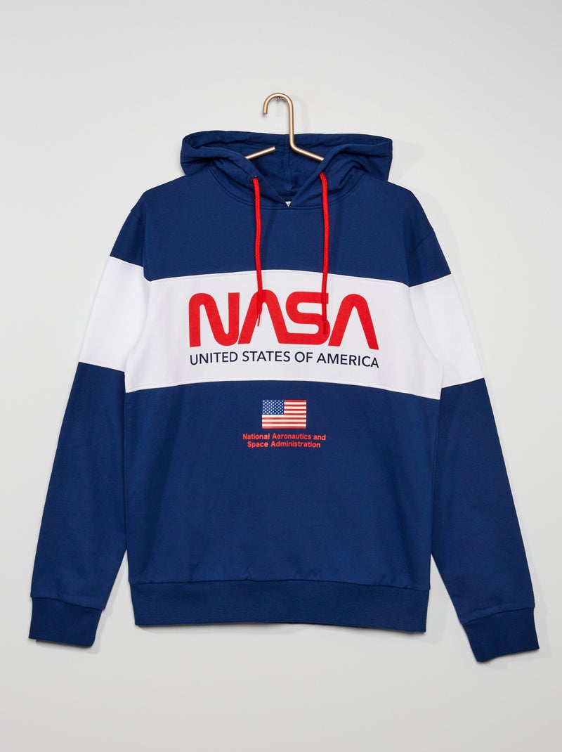Sweat 'NASA' à capuche bleu - Kiabi