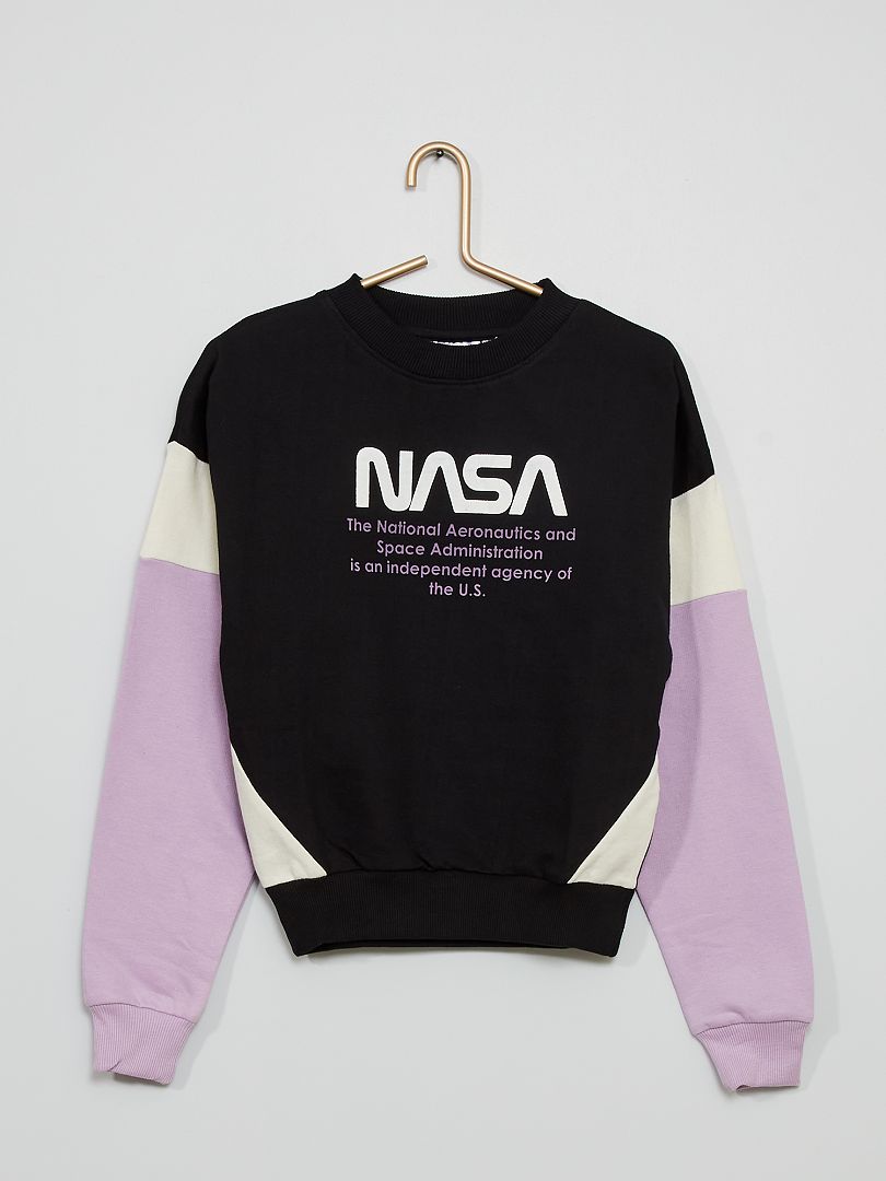 Sweat 'NASA' noir/blanc/violet - Kiabi