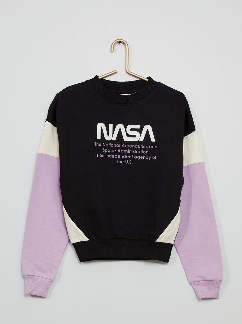 Sweat 'NASA' noir/blanc/violet - Kiabi