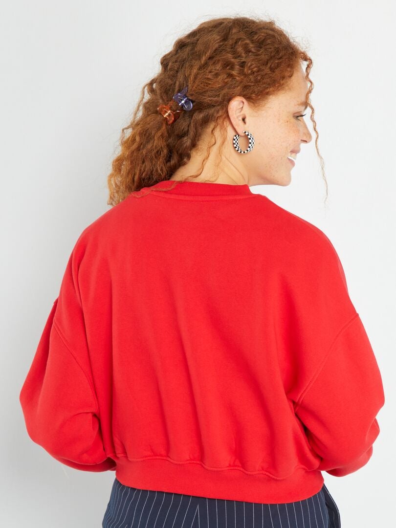 Sweat 'New York' col rond Rouge - Kiabi
