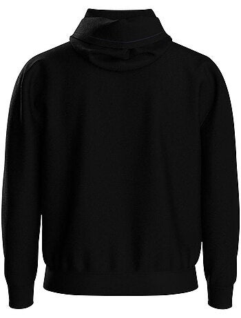 Sweat noir imprimé avec une coupe droite et à capuche ajustable