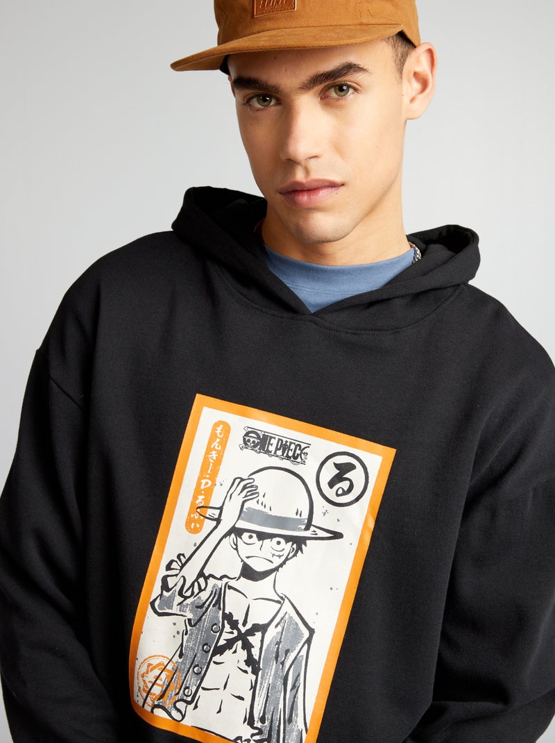 Sweat 'One Piece' à capuche noir - Kiabi