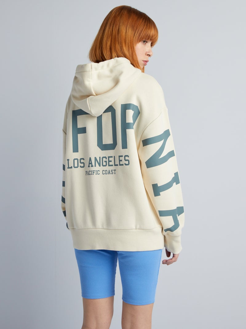 Sweat oversize à capuche imprimé Beige - Kiabi