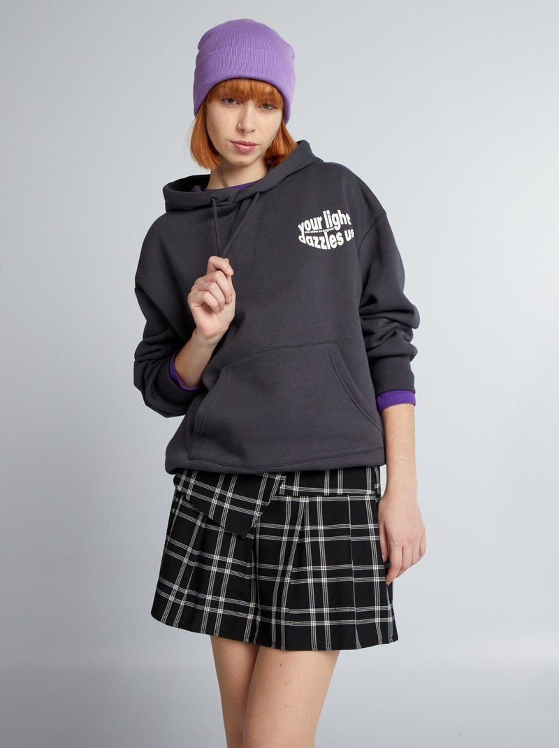 Sweat oversize à capuche imprimé Noir - Kiabi
