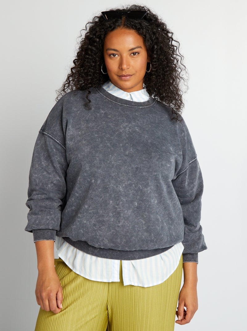 Sweat oversize effet délavé Gris - Kiabi