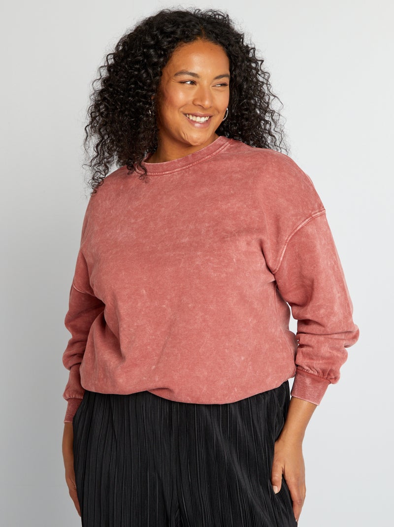 Sweat oversize effet délavé Rouge - Kiabi