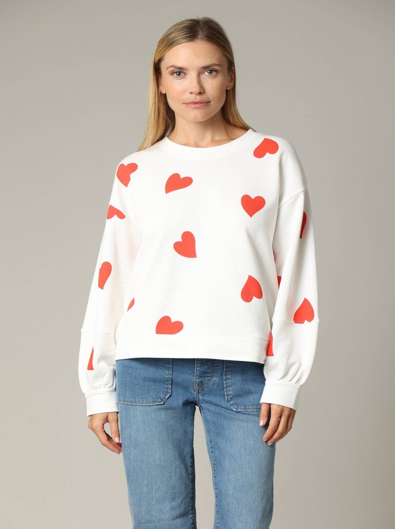 Sweat oversize en coton avec imprimés cœurs 'Deeluxe' Orange corail - Kiabi