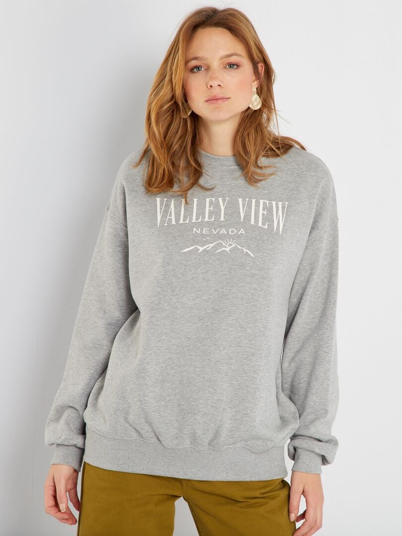 Sweat oversize en molleton Gris - Kiabi