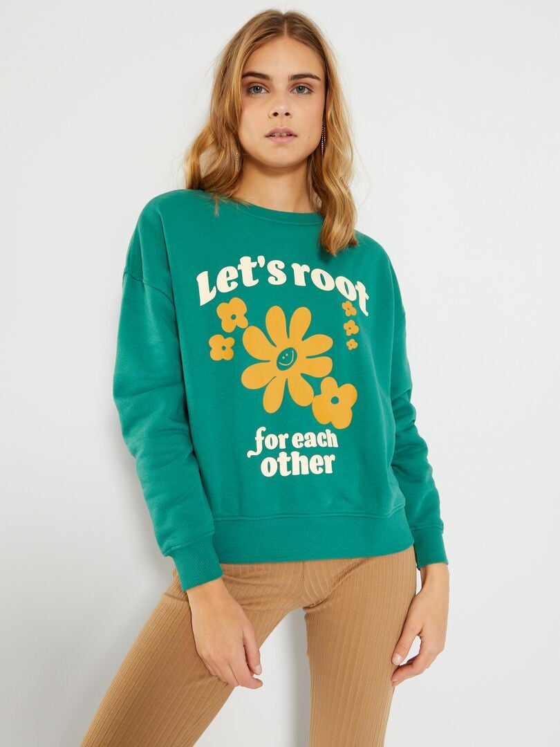 Sweat oversize en molleton Vert - Kiabi