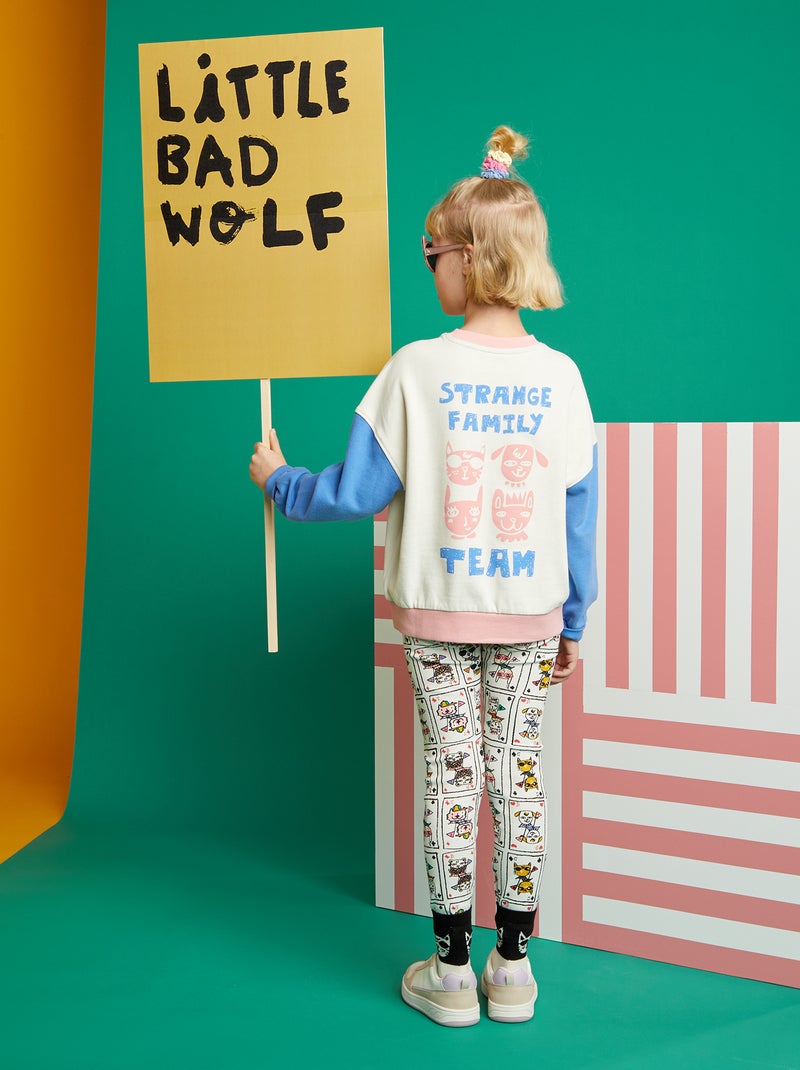 Sweat oversize en molleton X Little Bad Wolf Blanc/bleu - Kiabi