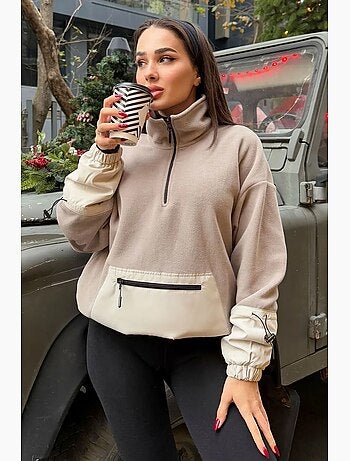 Sweat oversize en peluche à demi-zip tommy