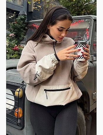 Sweat oversize en peluche à demi-zip tommy