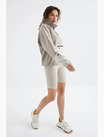 Sweat oversize en peluche à demi-zip tommy