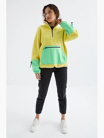 Sweat oversize en peluche à demi-zip tommy