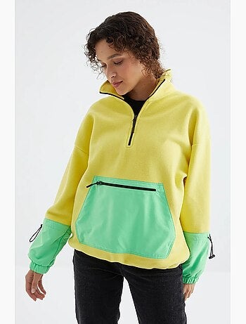 Sweat oversize en peluche à demi-zip tommy