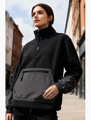 Sweat oversize en peluche à demi-zip tommy