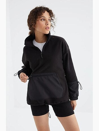 Sweat oversize en peluche à demi-zip tommy