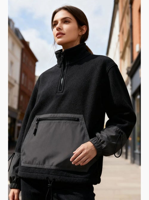 Sweat oversize en peluche à demi-zip tommy - Kiabi