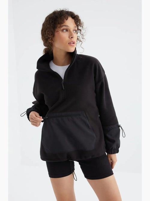 Sweat oversize en peluche à demi-zip tommy - Kiabi