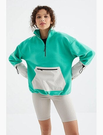Sweat oversize en peluche à demi-zip tommy