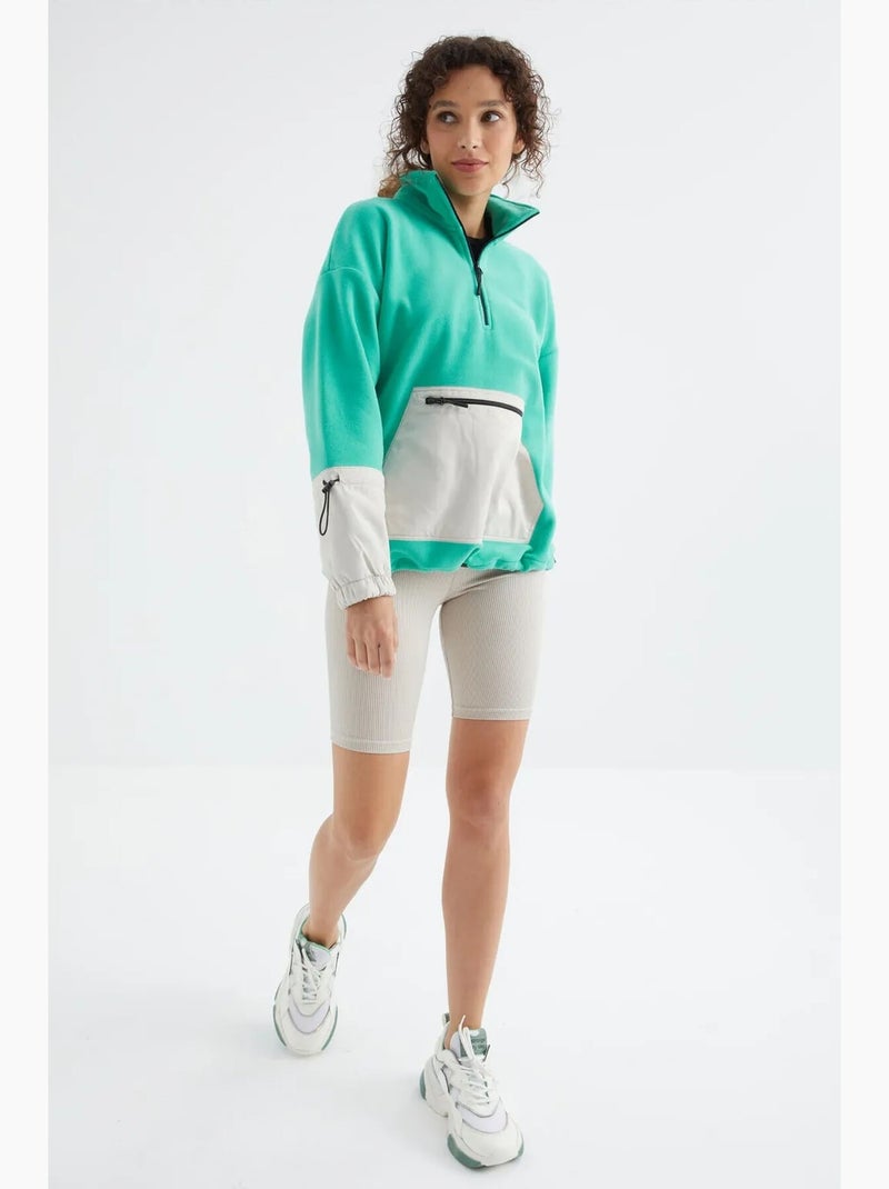 Sweat oversize en peluche à demi-zip tommy Vert menthe - Kiabi
