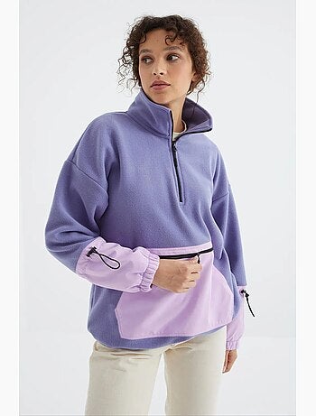 Sweat oversize en peluche à demi-zip tommy