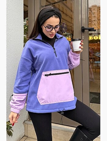 Sweat oversize en peluche à demi-zip tommy