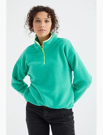 Sweat oversize en velours pelucheux à demi-zip tommy