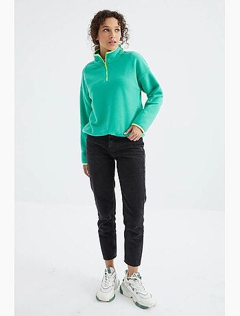 Sweat oversize en velours pelucheux à demi-zip tommy