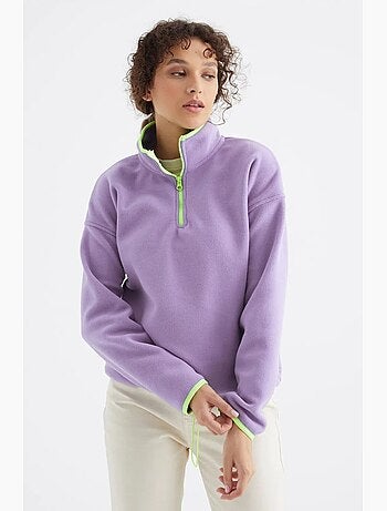 Sweat oversize en velours pelucheux à demi-zip tommy