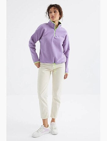 Sweat oversize en velours pelucheux à demi-zip tommy