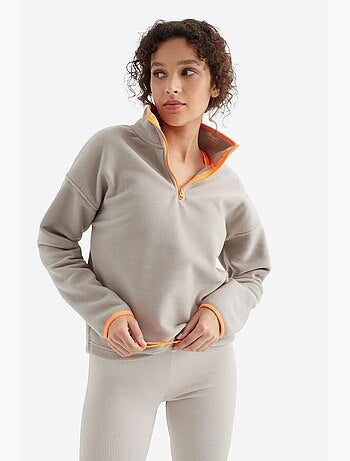 Sweat oversize en velours pelucheux à demi-zip tommy