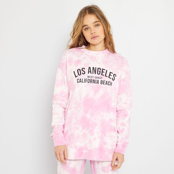 Sweat oversize tie and dye fille adolescente - rose - Kiabi - 14,00€