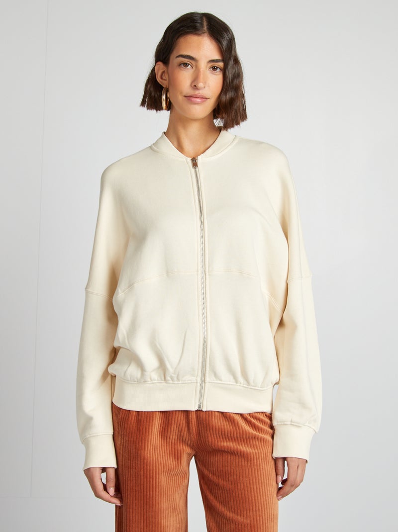 Sweat oversize zippé Blanc - Kiabi