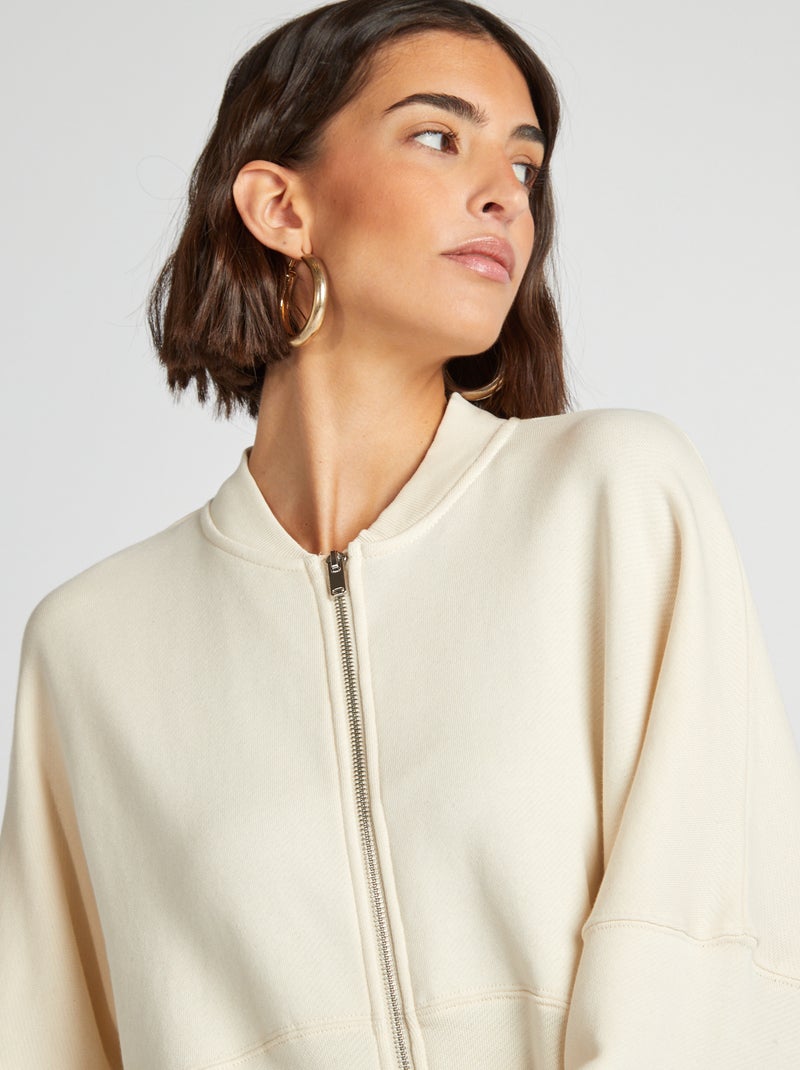Sweat oversize zippé Blanc - Kiabi
