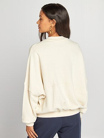 Sweatshirt Blanc Femme Avec Inscription "U NE PEUX PAS TOUCHER ÇA !" - Taille XL - Occasion Très Bon état