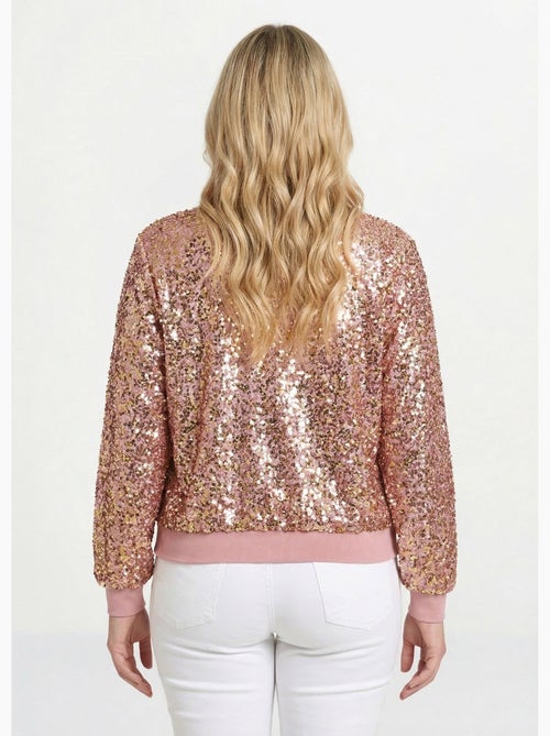 Sweat pailleté à sequins et col rond - Afibel - Kiabi