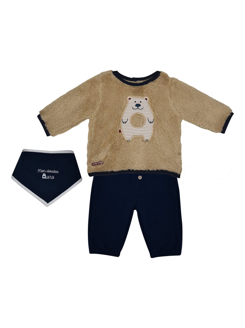 SWEAT + PANTALON + BAVOIR FULGENT Beige - Kiabi