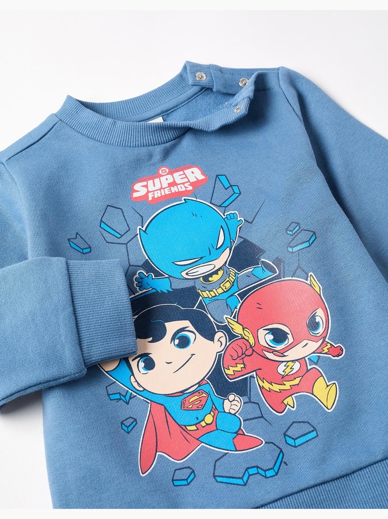 Sweat + pantalon de jogging en coton peigné avec Super Friends Bleu Bleu - Kiabi