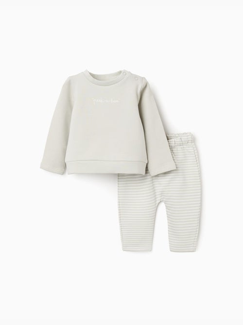 Sweat + pantalon en coton peigné - Kiabi