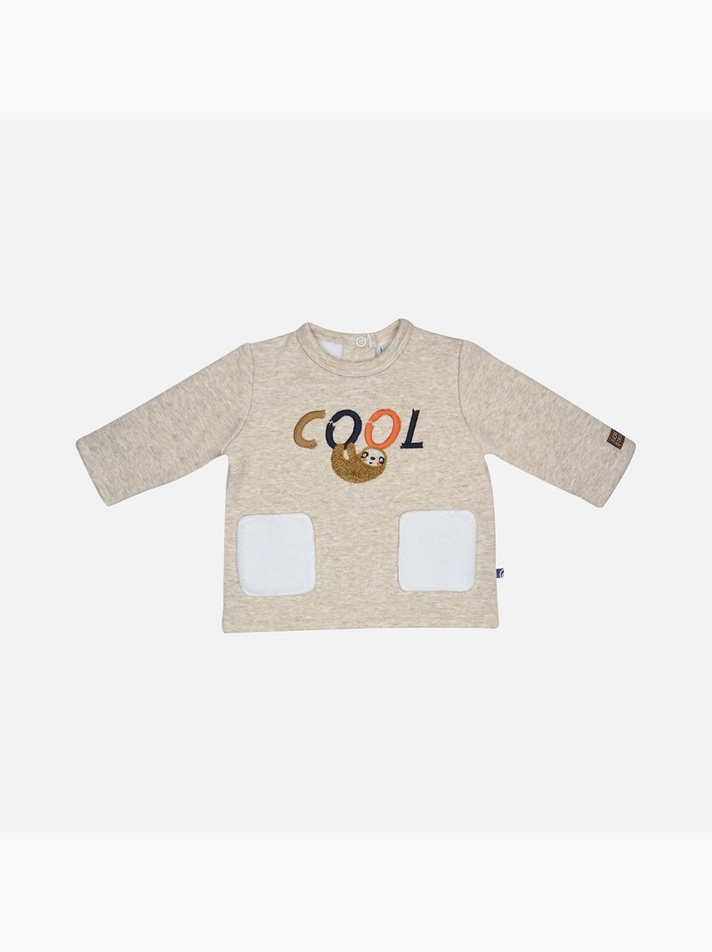 SWEAT PANTALON IANN MOLLETON BEBE Beige - Kiabi