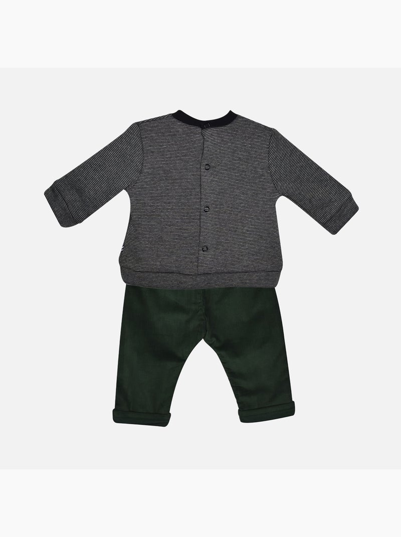SWEAT + PANTALON VELOURS FAUDEL Vert - Kiabi